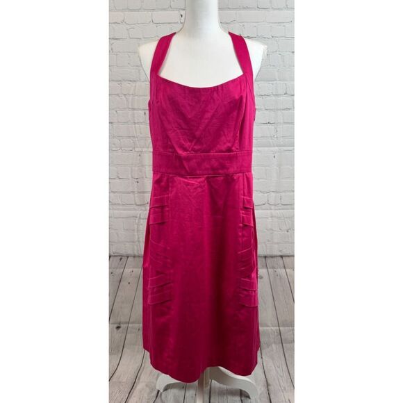 CALVIN KLEIN raspberry pink cotton stretch open shoulders bodycon sundress 14 - Picture 1 of 7